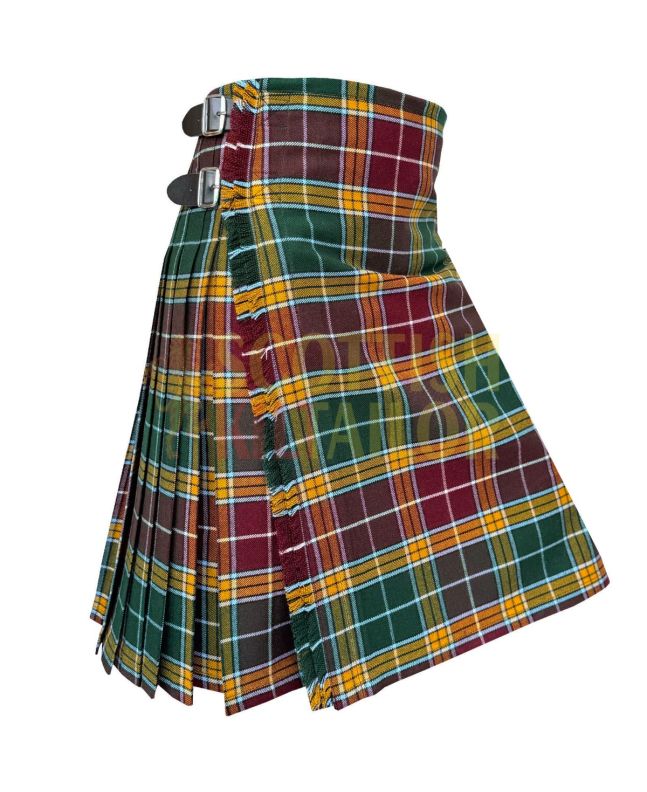 Buchanan Mute Tartan Kilt, Red color for Male