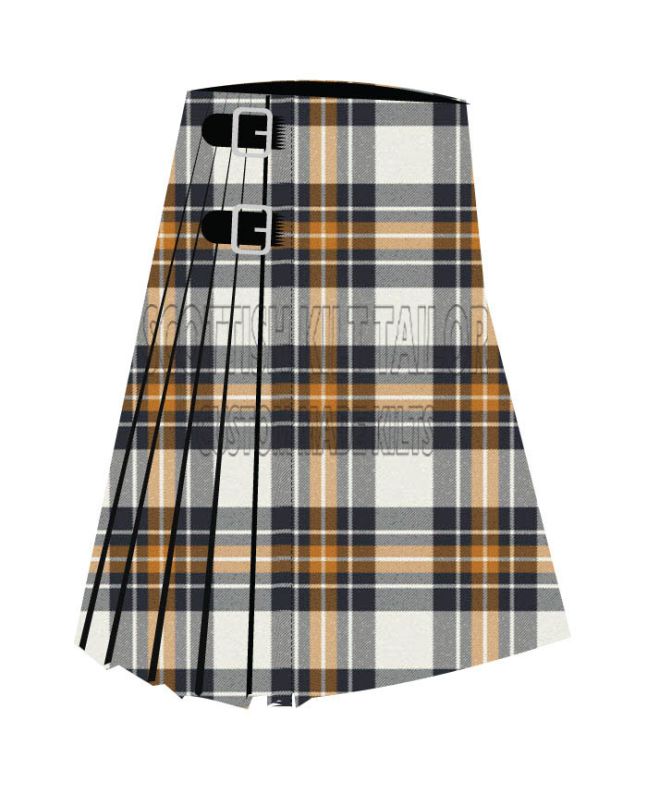 Burns Premium Tartan Kilt, White color for Male