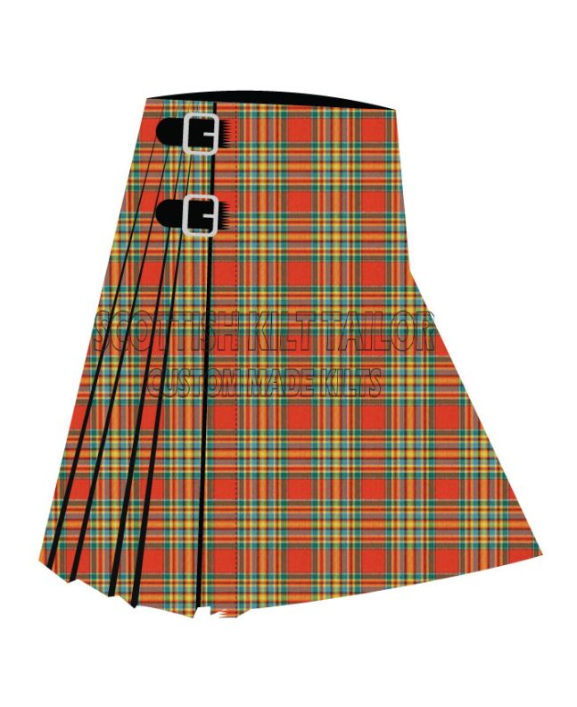 Clan Chattan Ancient Premium Tartan Kilt, Red color for Male