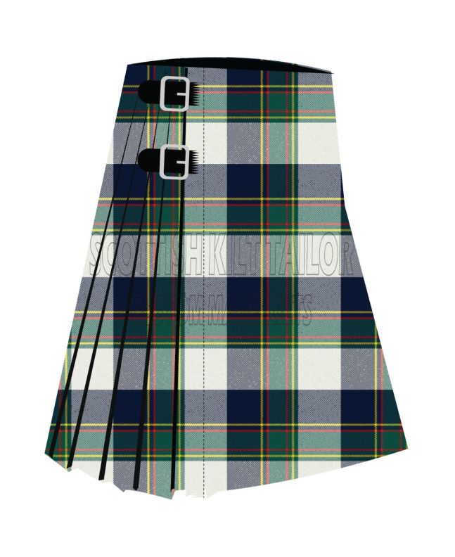 Clan Cornell Premium Tartan Kilt, White color for Male