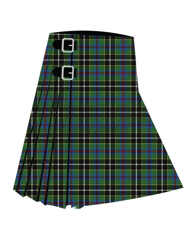 Cornish Hunting Premium Tartan Kilt, Green color for Male
