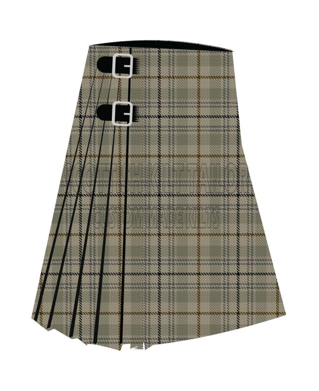 Clan Cotswolds Distillery Premium Tartan Kilt, Khaki color for Male