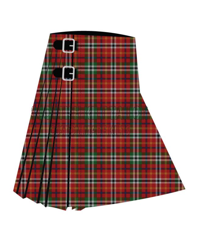 County Nassau Firefighters Premium Tartan Kilt, Red color for Male