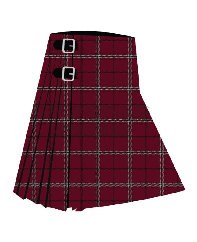County Salt Lake Premium Tartan Kilt, Burgundi color for Male