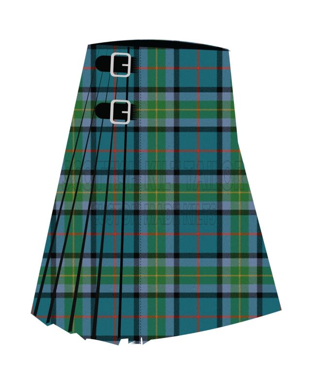 Clan Cowie Ancient Premium Tartan Kilt, Green color for Male
