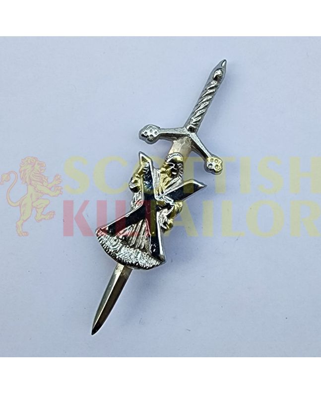 Cross Badge Silver Kilt Pin, Silver color for Male