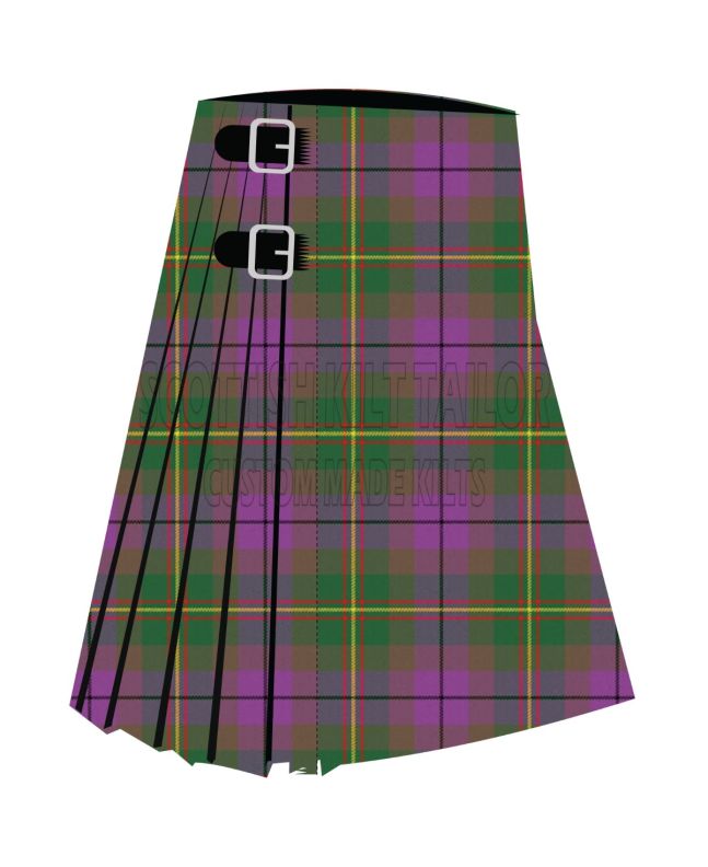 Clan Crossbill Premium Tartan Kilt, Green color for Male