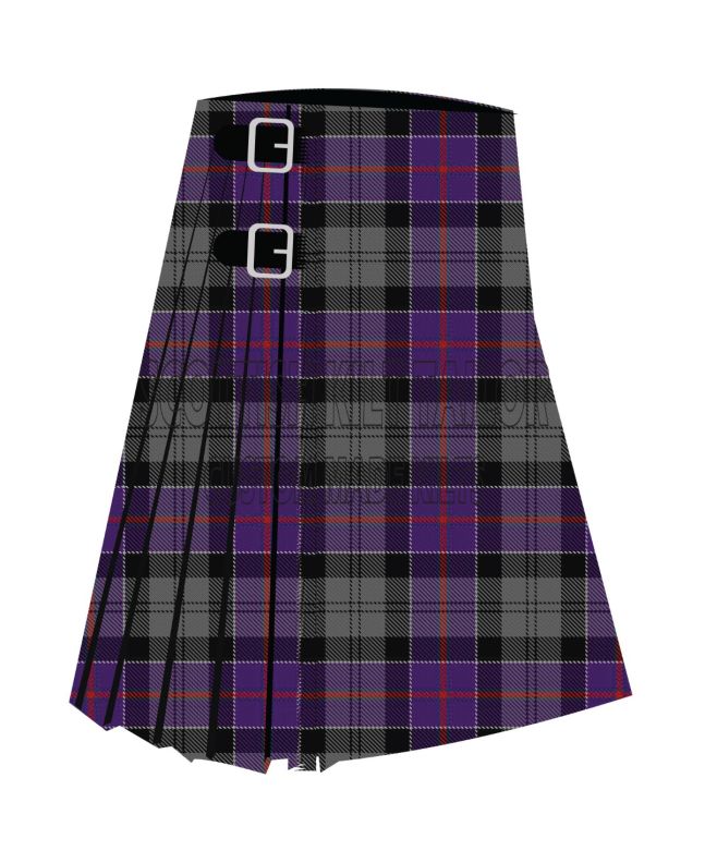 Clan Culloden Grey Premium Tartan Kilt, Purple color for Male