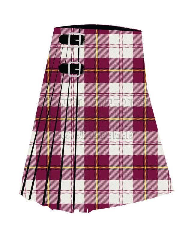 Clan Cunningham Dress Burgundy Premium Tartan Kilt, Red color for Male