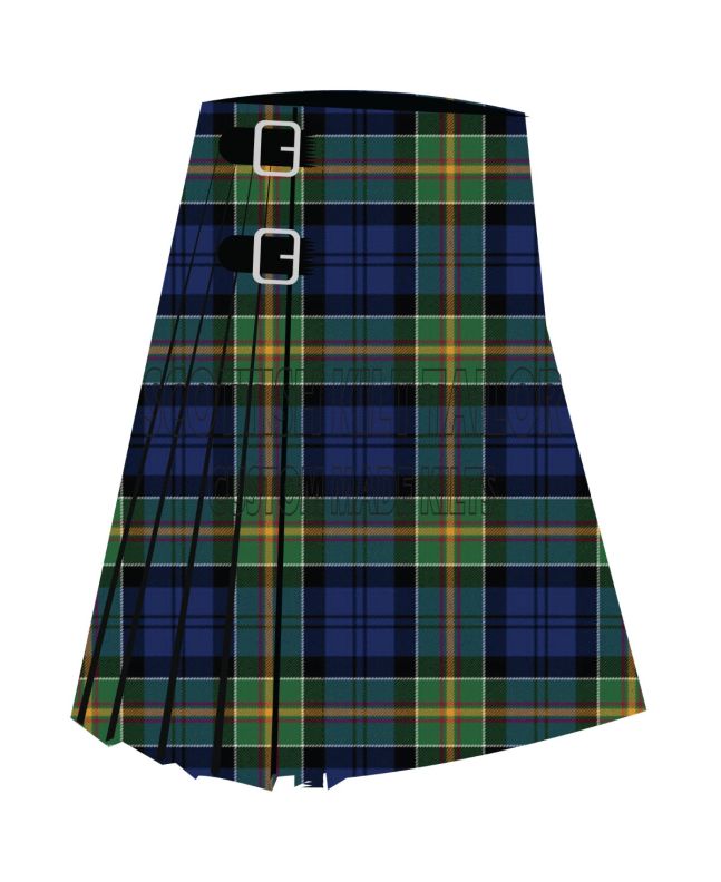 Clan Cusack Modern Premium Tartan Kilt, Green color for Male