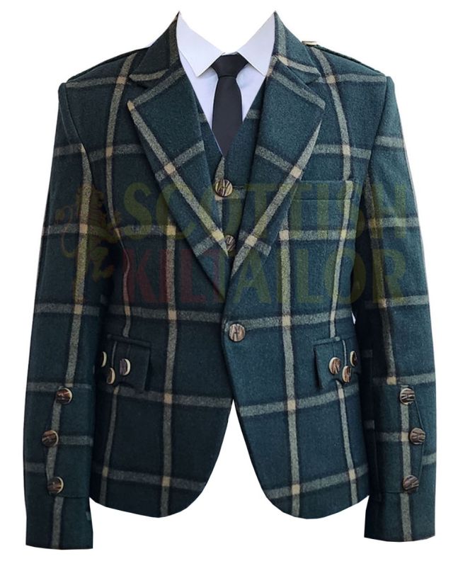 Custom Made Argyll Kilt Jacket with Vest, Navy Blue color for Male