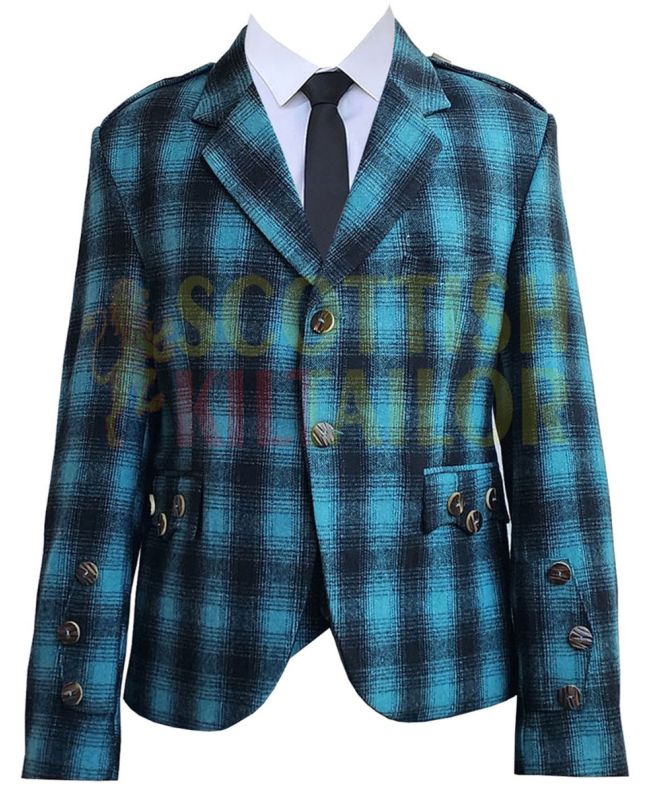 Custom Made Argyll Kilt Jacket with Vest For Men, Blue color for Male