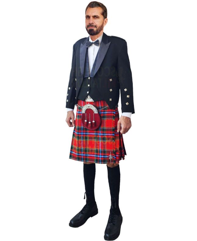 Custom Made Prince Charlie Kilt Outfit Package For Men, Black color for Male