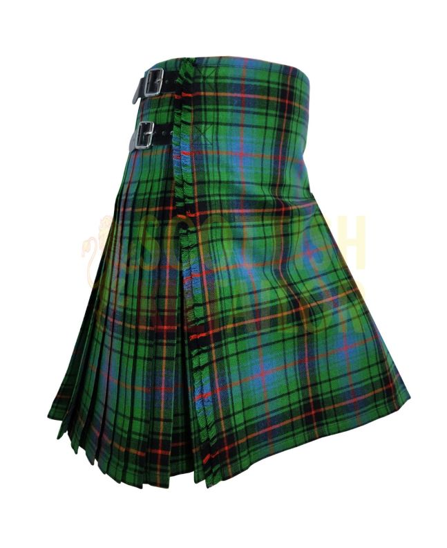 Davidson Clan Ancient Tartan Kilt, Green color for Male