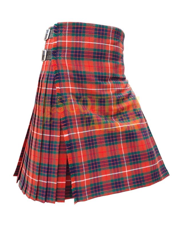 Fraser Hunting Modern Tartan Kilt, Orange color for Male