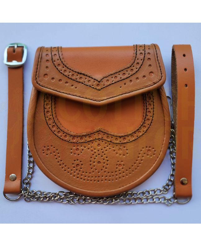 Tan Leather Kilt Sporran For Sale