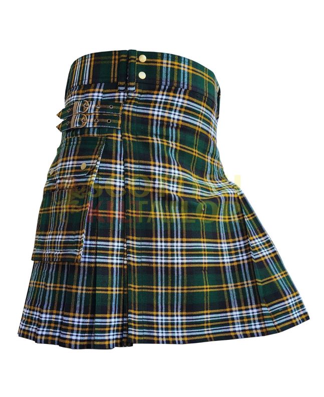 Heritage of Ireland Tartan Utility Kilt, Green color for Male