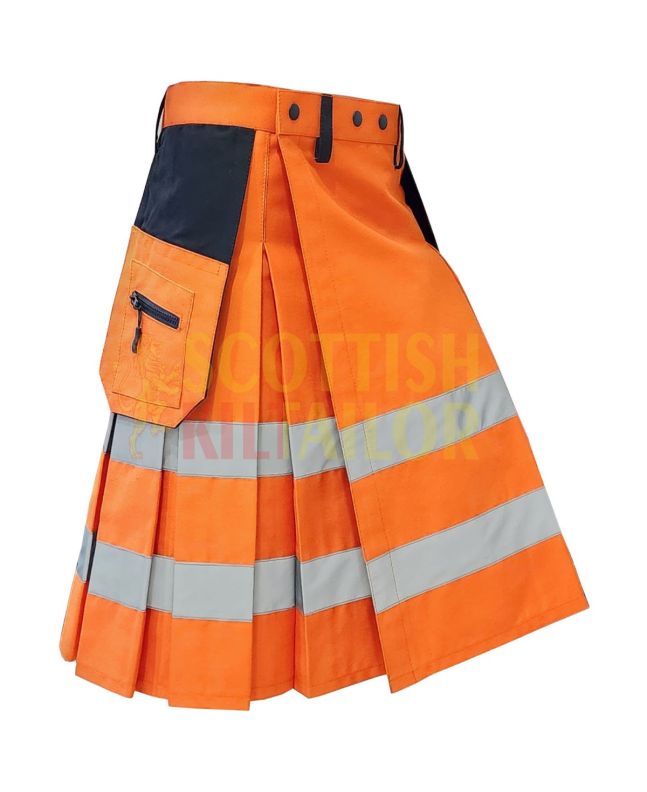High Visibility Orange Firefighter Kilt For Working Men Kilt, Orange color for Male