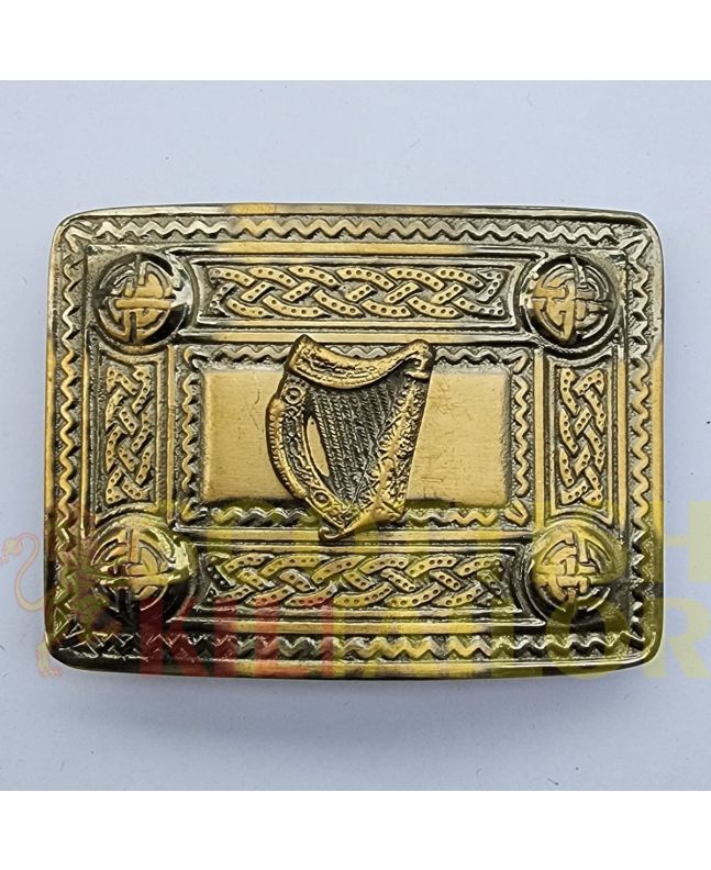 Irish Harp Badge Antique Kilt Belt Buckle, Antique color for Male