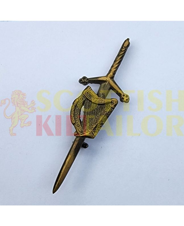 Irish Harp Badge Antique Kilt Pin, Antique color for Male