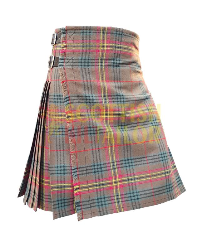 Kennedy Weathered Tartan Kilt, Brown color for Male