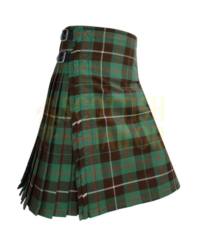 Mackinnon Hunting Ancient Tartan Kilt, Green color for Male