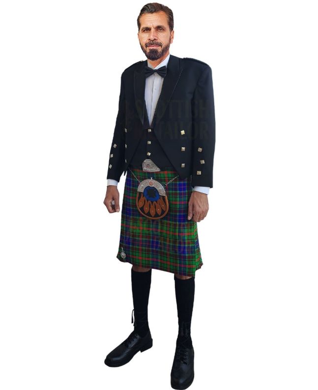 Prince Charlie Kilt Outfit With Clan Adam Tartan Kilt, Black color for Male