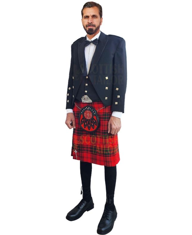 Prince Charlie Kilt Outfit With Maxwell Modern Tartan, Black color for Male