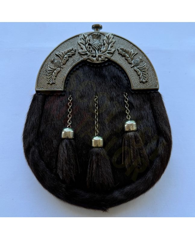 Brown Seal Skin Sporran With Antique Finish