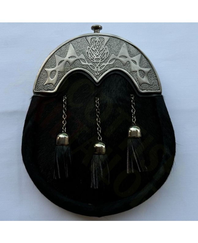 Handmade Calfskin Black Leather Sporran