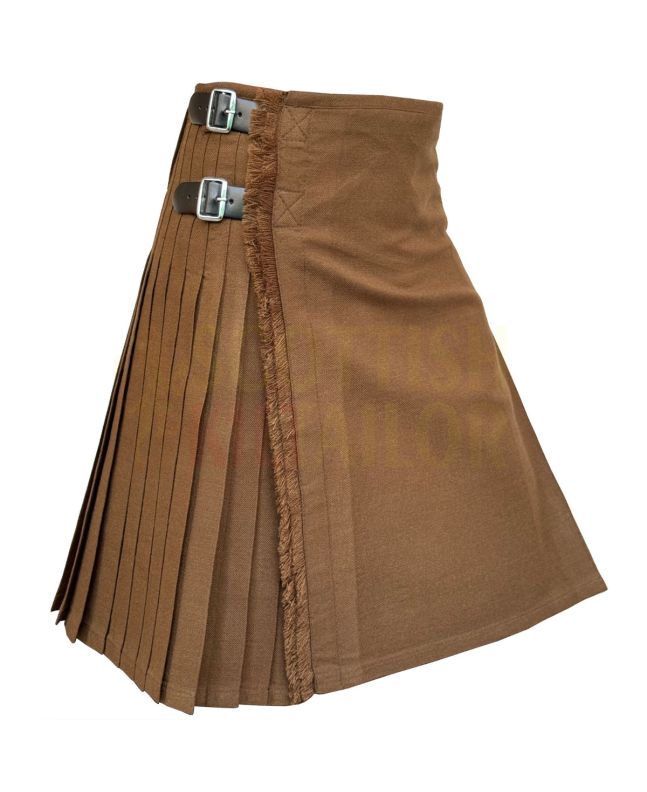 Solid Brown Tartan Kilt For Sale