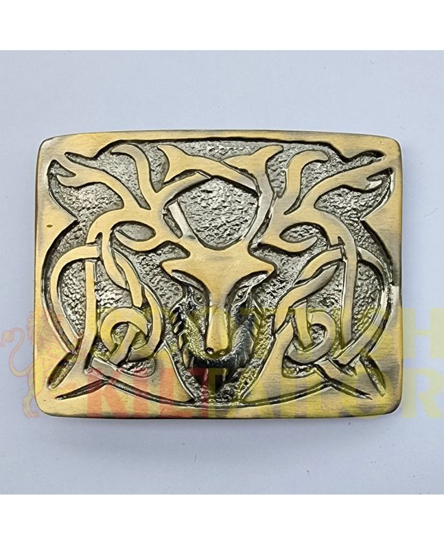 Stag Head Antique Kilt Belt Buckle, Antique color for Male