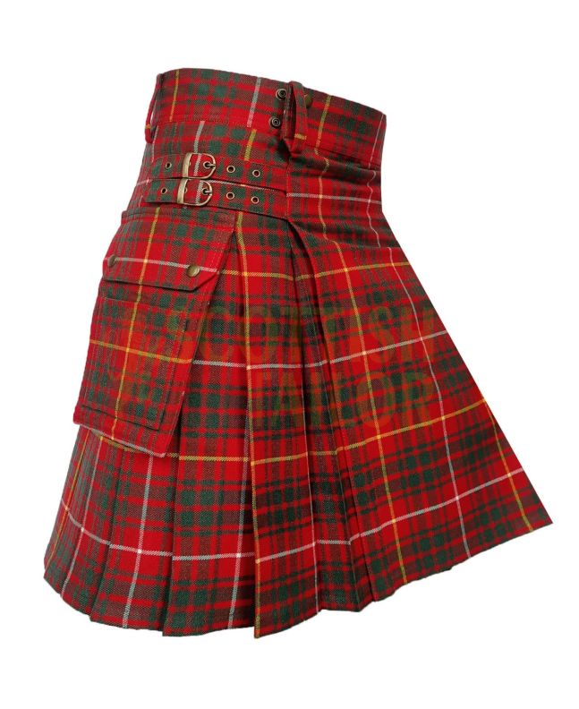 Traditional Bruce Modern Tartan Utility Kilt, Red color for Male