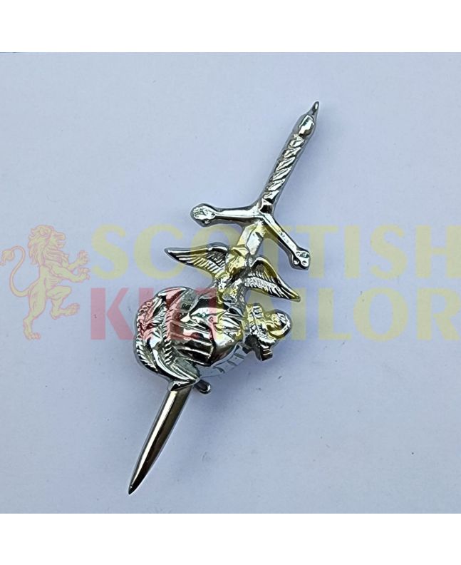 US. Badge Silver Kilt Pin, Silver color for Male