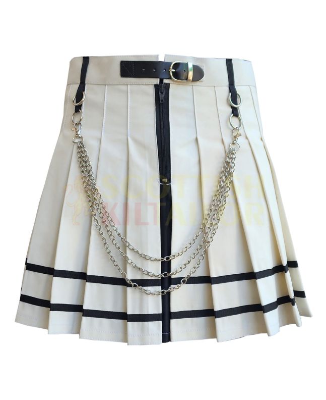 White and Black Women Utility Kilt, White color for Male