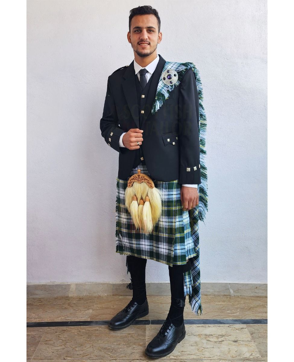 Black Argyll Kilt Outfit with St Patrick Irish Tartan Kilt