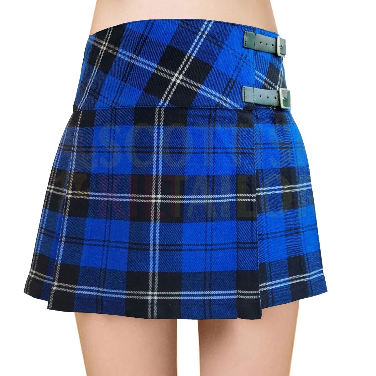 Ramsay Blue Modern Tartan Women Billi Kilt Mini Skirt: For Sale