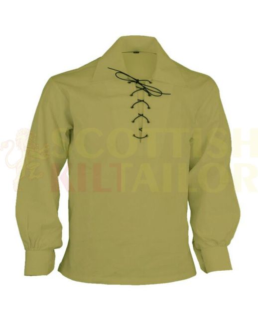 Khaki Jacobite Ghillie Kilt Shirt, Khaki color for Male