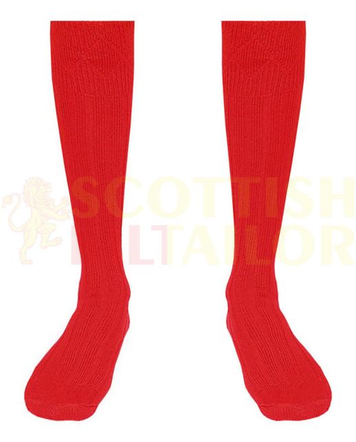 Red Kilt Socks, Red color for Male