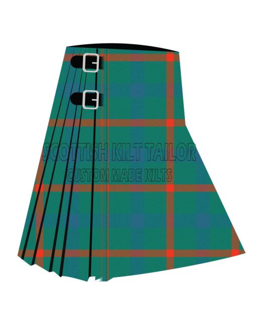 Agnew Ancient Tartan Kilt, Green color for Male