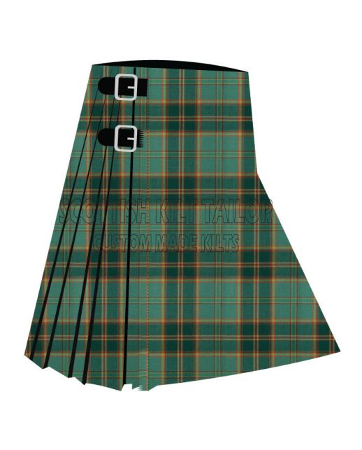 All Ireland Green Tartan Kilt, Green color for Male