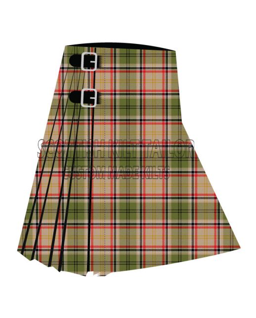 Asman Day Tan Premium Tartan Kilt, Khaki color for Male
