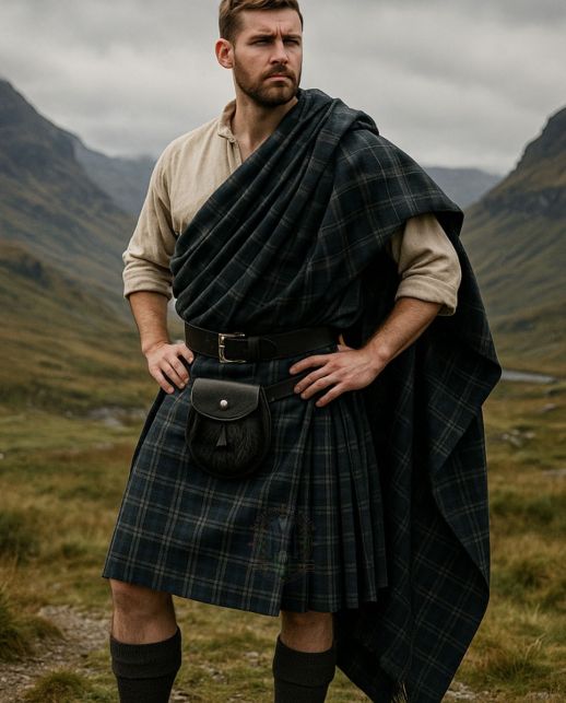 Authentic Scottish Belted Plaid Kilt