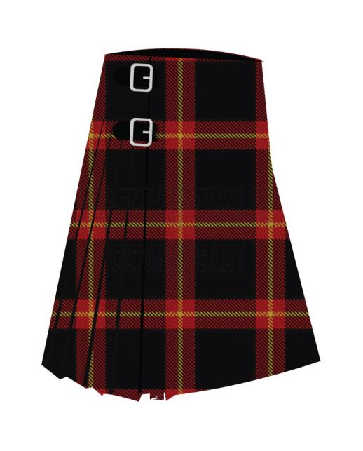 Batson Premium Tartan Kilt, Black color for Male