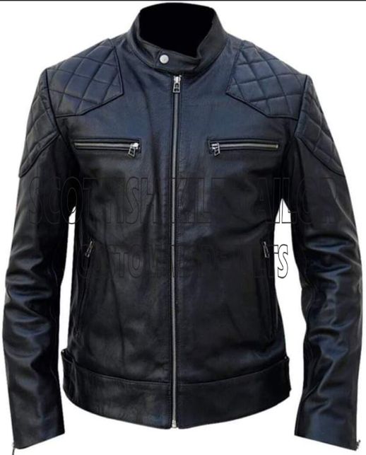 Biker Cafe Racer Leather Jacket For Men