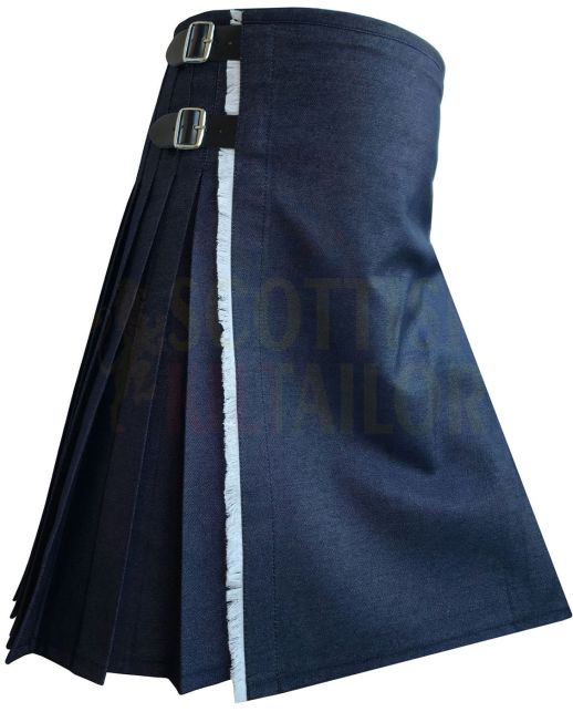 Black Denim Tartan Style Kilt Scottish Kilts For Men