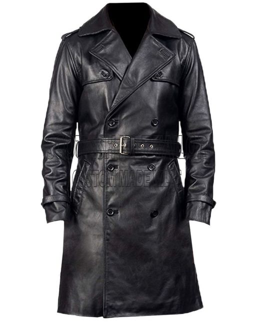 Black Leather Coat For Sale