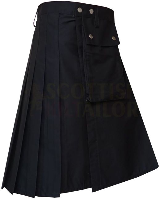 Black Utility kilt for Working Men, Black color for Male