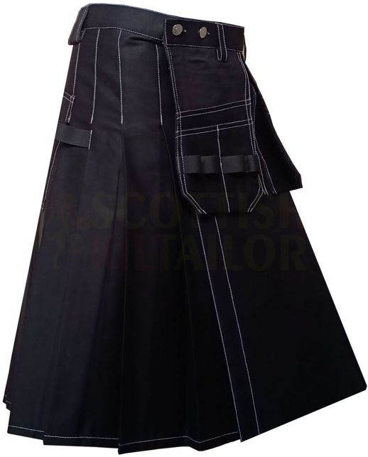 Black Work wear Utility kilt for Working Men, Black color for Male