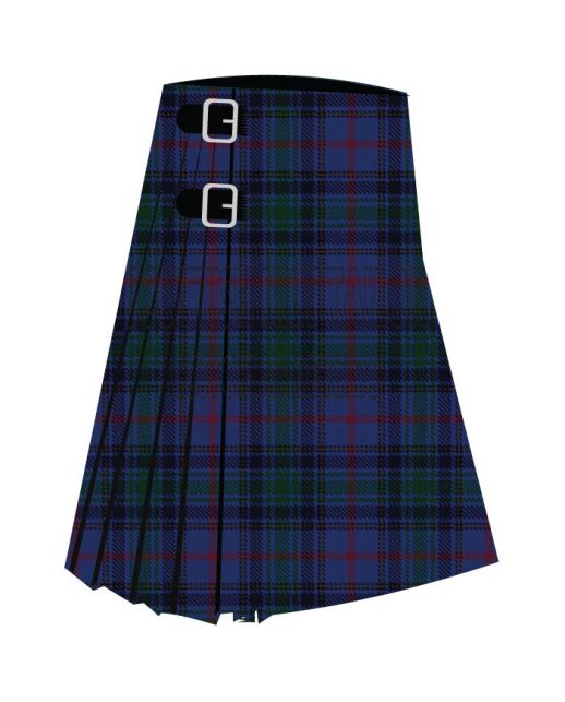 Brethwe Powys Premium Tartan Kilt, Blue color for Male